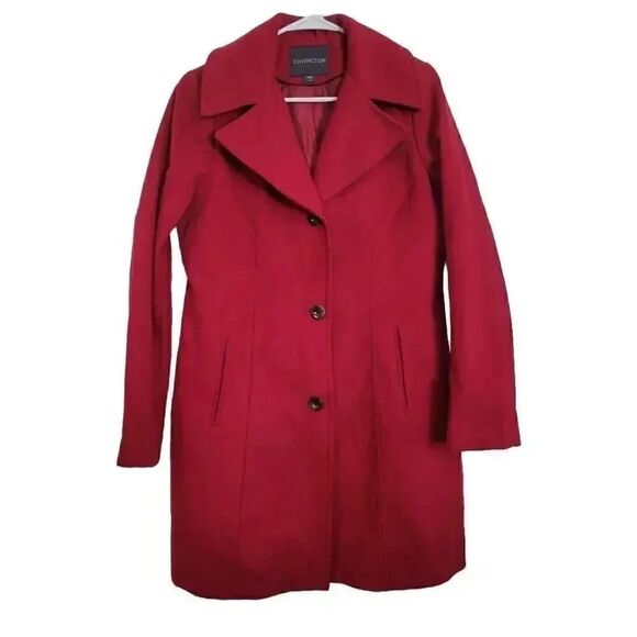 Covington Women's Red Poly/Rayon/Spandex Fleece Single Breasted Dress Coat - Picture 2 of 11